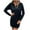 Black1, variant on Diufon Knit Mini Dresses for Women Half Zipper V Neck Sweater Dress Casual Long Sleeve Dress