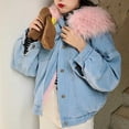 thumbnail image 6 of Lovskoo 2024 Women's Oversized Hooded Jacket Faux Fur Warm Denim Winter Overcoat Sherpa Lined Denim Qulited Jacket Jean Coat Pink, 6 of 7