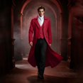 thumbnail image 2 of Men's Vintage Gothic Medieval Steampunk Long Tailcoat Jacket Victorian Frock Button Down Swallow Coat Uniform Wine XL, 2 of 6