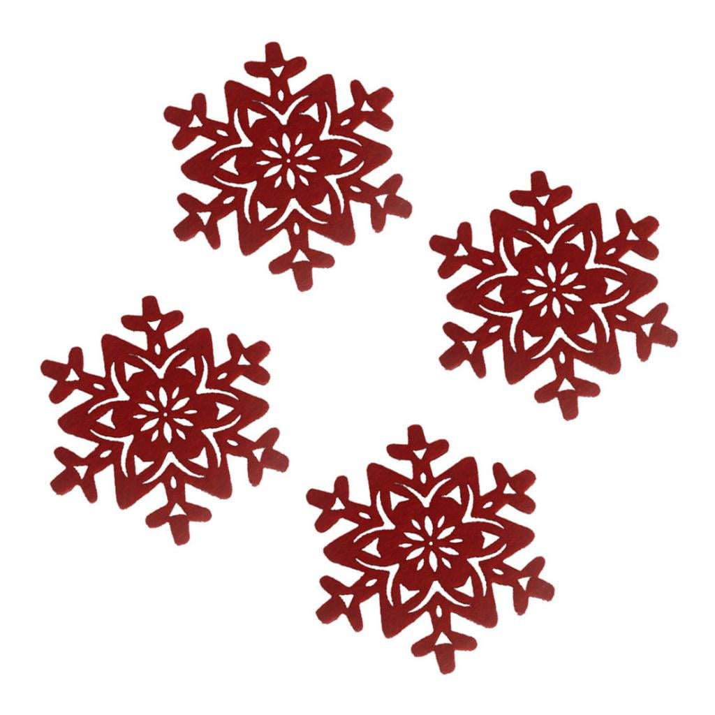 Details about   BNIP New 4 Pack Snowflakes Coasters Red Felt Christmas Party 