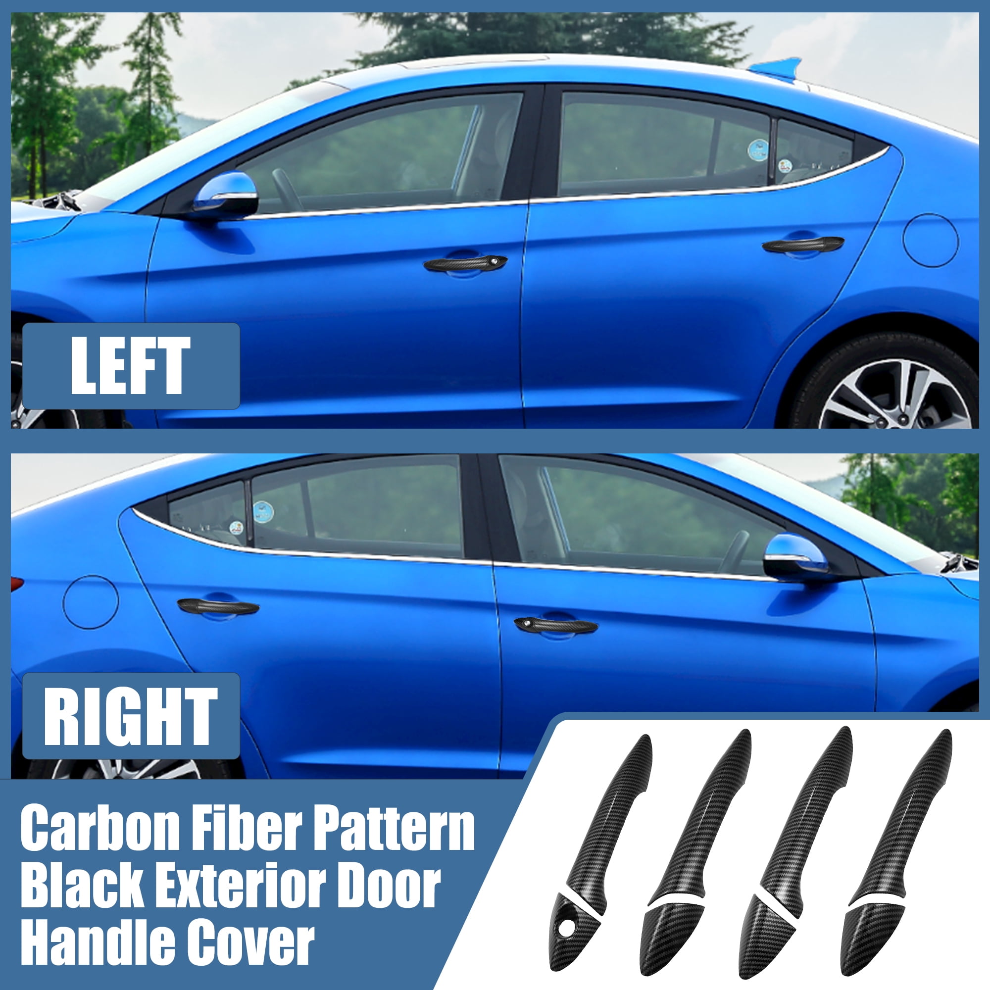 Unique Bargains 8pcs Exterior Door Handle Cover Trim for Hyundai Elantra 2011-2016 Black