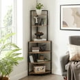 thumbnail image 4 of 6 Tiers Corner Shelf Stand,Modern Bookcase Freestanding Bookshelf,Corner Open Shelf Bookcase for Living Room Home,Small Space,Rustic Brown, 4 of 7
