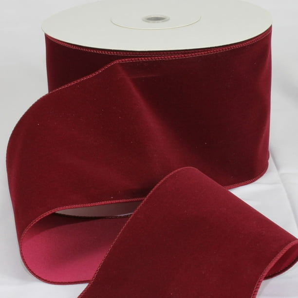 Versatile Velvet Burgundy Red Wired Craft Ribbon 5" x 50 Yards
