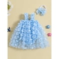 thumbnail image 2 of Miaouyo Baby Girls 2Pcs Summer Outfits, Sleeveless 3D Butterfly Tulle Bodysuit + Headband Set, 2 of 8