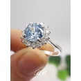 thumbnail image 3 of 8mm Very Light Blue Portuguese Cut Halo Ring, 5A Quality Cubic Zirconia, 925 Non-Plated Sterling Silver, 3 of 5