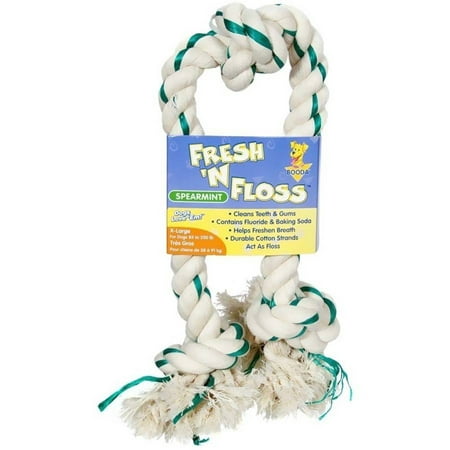 Booda Fresh N Floss 3-Knot Tug Bone, XL, Spearmint
