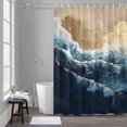 thumbnail image 5 of Dark Blue Shower Curtains for Bathroom, Gold Ocean Wave Beach Abstract Modern Art Washable Fabric Shower Curtain with Hooks Waterproof Bathroom Decor Sets, 72 x 96 Inches, 5 of 9