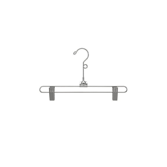 SSWBasics Pants and Skirt Hangers with Clips - 12 inch - Chrome - Pack of 20 -  Chrome Clip