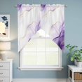 thumbnail image 6 of Marble Purple Kitchen Window Curtains, Swag Curtains Valance for Bedroom Living Room Bathroom, Gold White Modern Gradient Ocean Ripple Rod Pocket Window Curtain Block Drapes 2 Panels 36"x63", 6 of 9