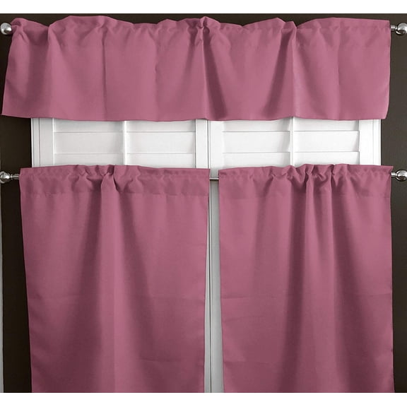 Poplin Solid 3 Piece Window Valance Curtain Set (30 different colors)