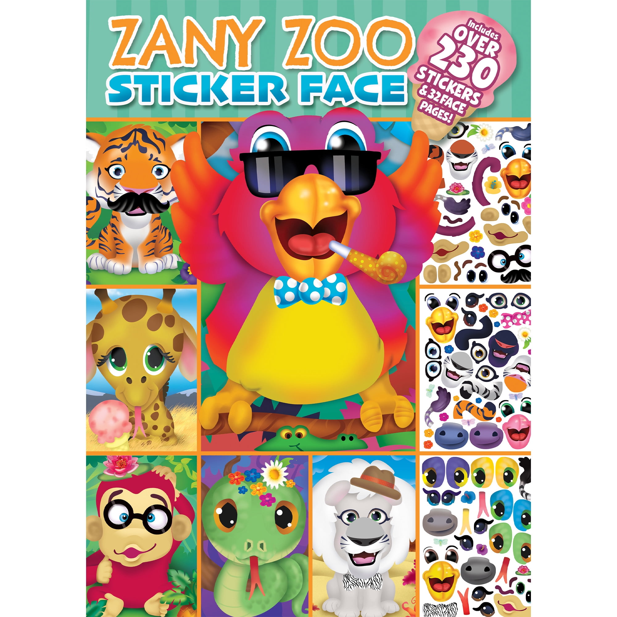 Bendon Publishing Zany Zoo 32 Page Create A Face Sticker Activity Book