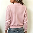 thumbnail image 4 of Cropped Bomber Jacket for Women Textured Lightweight Zip Up Fall Fashion Outerwear Long Sleeve Casual Jackets Pink M, 4 of 9