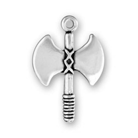 Sterling Silver 24" .8mm Box Chain 3D Hand Held Battle Axe Pendant Necklace