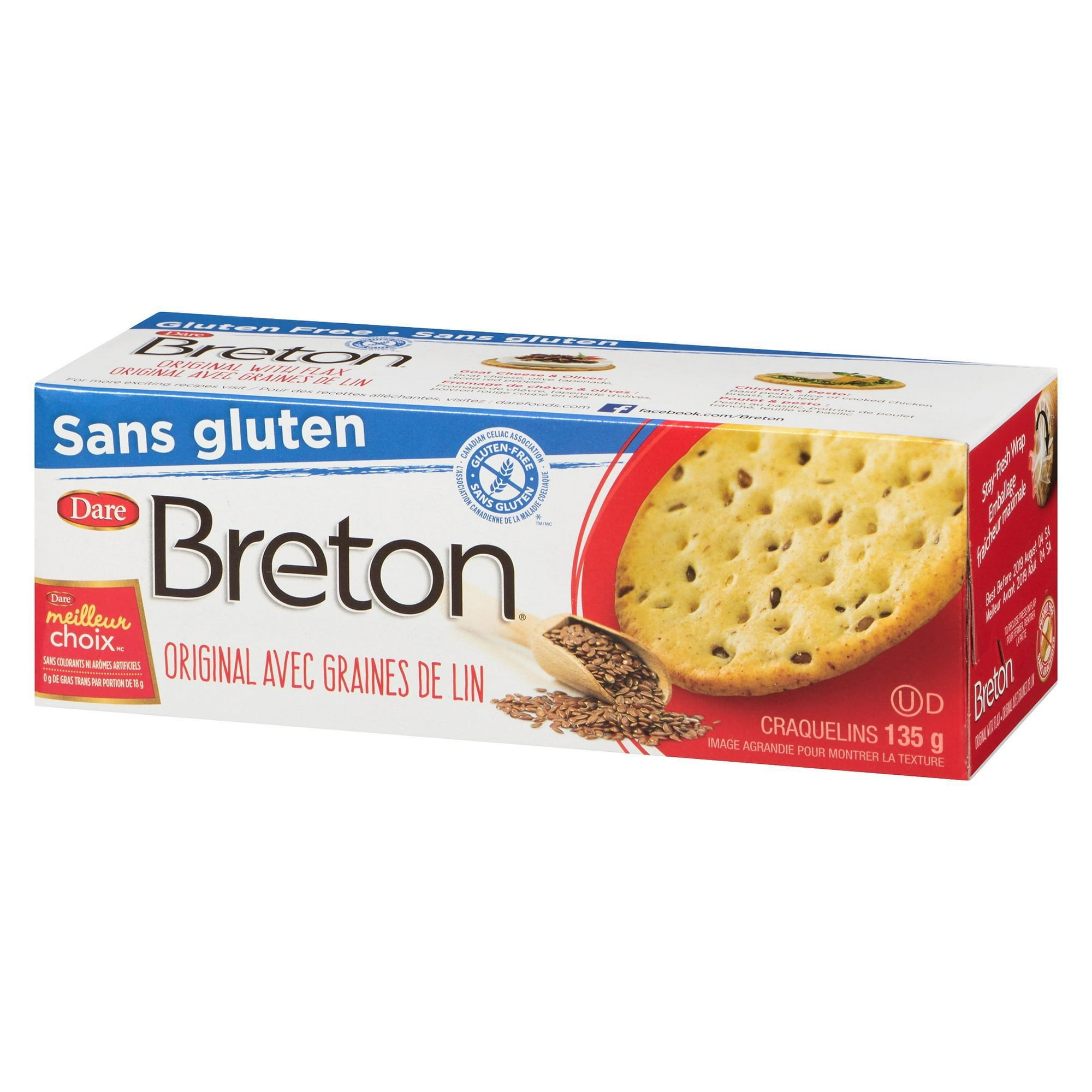 Breton Gluten Free Original with Flax Crackers, Dare, 135 g