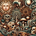 thumbnail image 3 of Ambesonne Boho Esoteric Duvet Cover Set, Hidden Woodland Skull, Twin, Cream Paprika Cadet Blue, 3 of 3