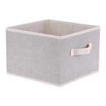 Unique Bargains Storage Cube Bin with Handles 1 Pack Collapsible Storage Basket Beige S