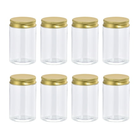 

Uxcell 7oz/ 200ml Round Plastic Jars with Golden Aluminum Screw Top Lid 12Pack