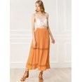 thumbnail image 4 of Falda Maxi Allegra K Con Encaje y Cintura Elástica Vintage Swing A-Line Naranja XL, 4 of 6