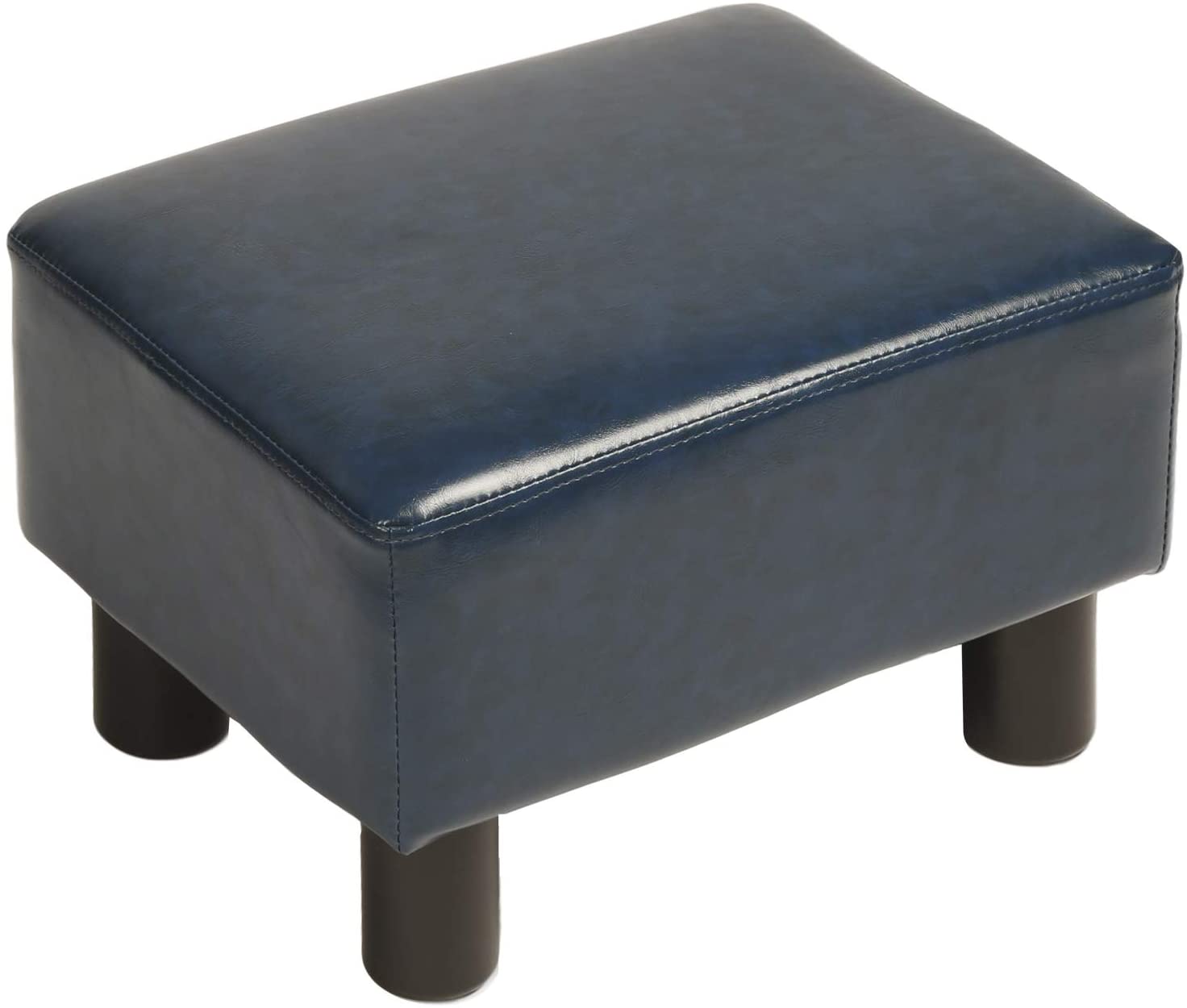 Small Ottoman Footrest PU Leather Footstool Rectangular Seat Stool