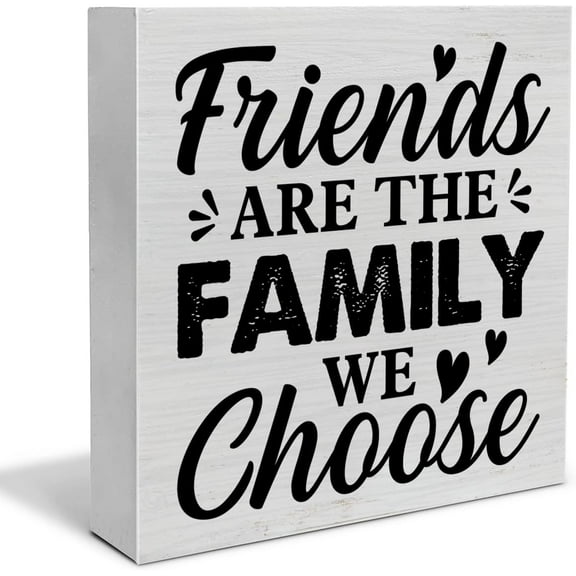 Zomyto 5"x5" Friendship Quote Decorative Wooden Box Sign Friends are the Family We Choose Wood Block Plaque Decor