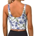 thumbnail image 3 of Haiem Blue Flax Flowers Pattern Womens Sports Bra - U Neck Padded Low Impact Yoga Bra Workout Crop Top Gym Moisture-Wicking Workout Vest -XX-Large, 3 of 9