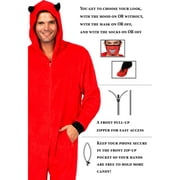 Holiday Matching Couples Costume Pajama Onesie With Socks and Mask, Ghost, Devil, and Skeleton, Red Devil (Men), Size: XL