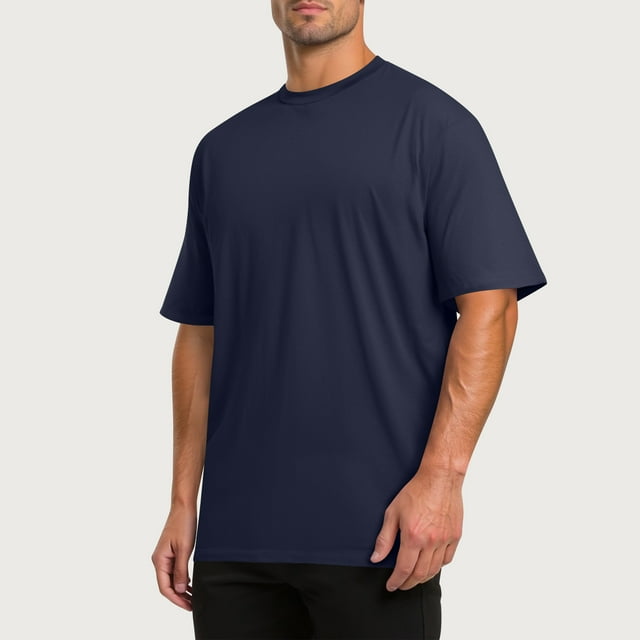 pstuiky Camisas de manga corta para hombre, Camiseta/camiseta informal de manga corta con cuello redondo y abertura en el dobladillo para hombre, color liso, a la moda camisas casuales para hombre xl