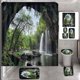thumbnail image 1 of Juego de 4 cortinas de ducha impermeables con diseño de bosque y cascada en 3D, de poliéster, con paisaje natural, para baño, tapa de inodoro, decoración de baño + 12 ganchos, 72 x 72 pulgadas,, 1 of 7