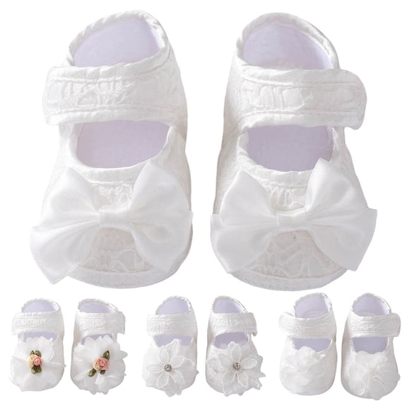 QUOTAY Baby Shoes Fashionable Pattern Cute Flower Decoration Hook Loop Lightweight First Toddler Slippers Beige，0-3 Months