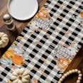 thumbnail image 2 of Burlap Table Runner 70 Inches Long,Orange Pumpkin Fall Maple Leaves Thanksgiving Bird Non-Slip Kitchen Table Runners for Dining Room Everyday Use Party Table Decorations Retro Black Grid, 2 of 9