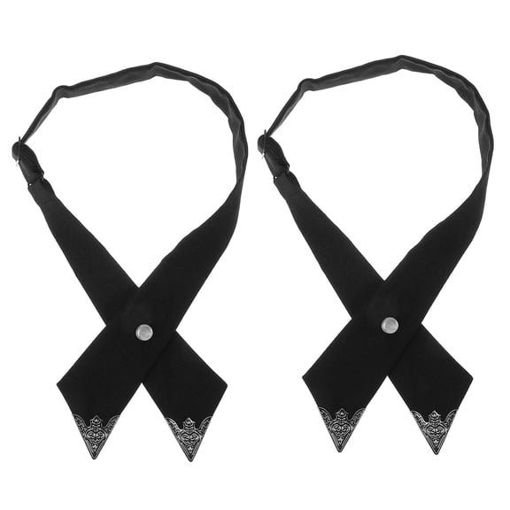 Luxshiny 2Pcs Versatile Black Adjustable Cross Bowties for Womens Office Wear