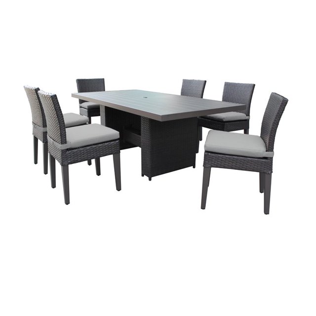 Table de Salle à Manger Rectangulaire en Terrasse avec 6 Chaises Sans Bras