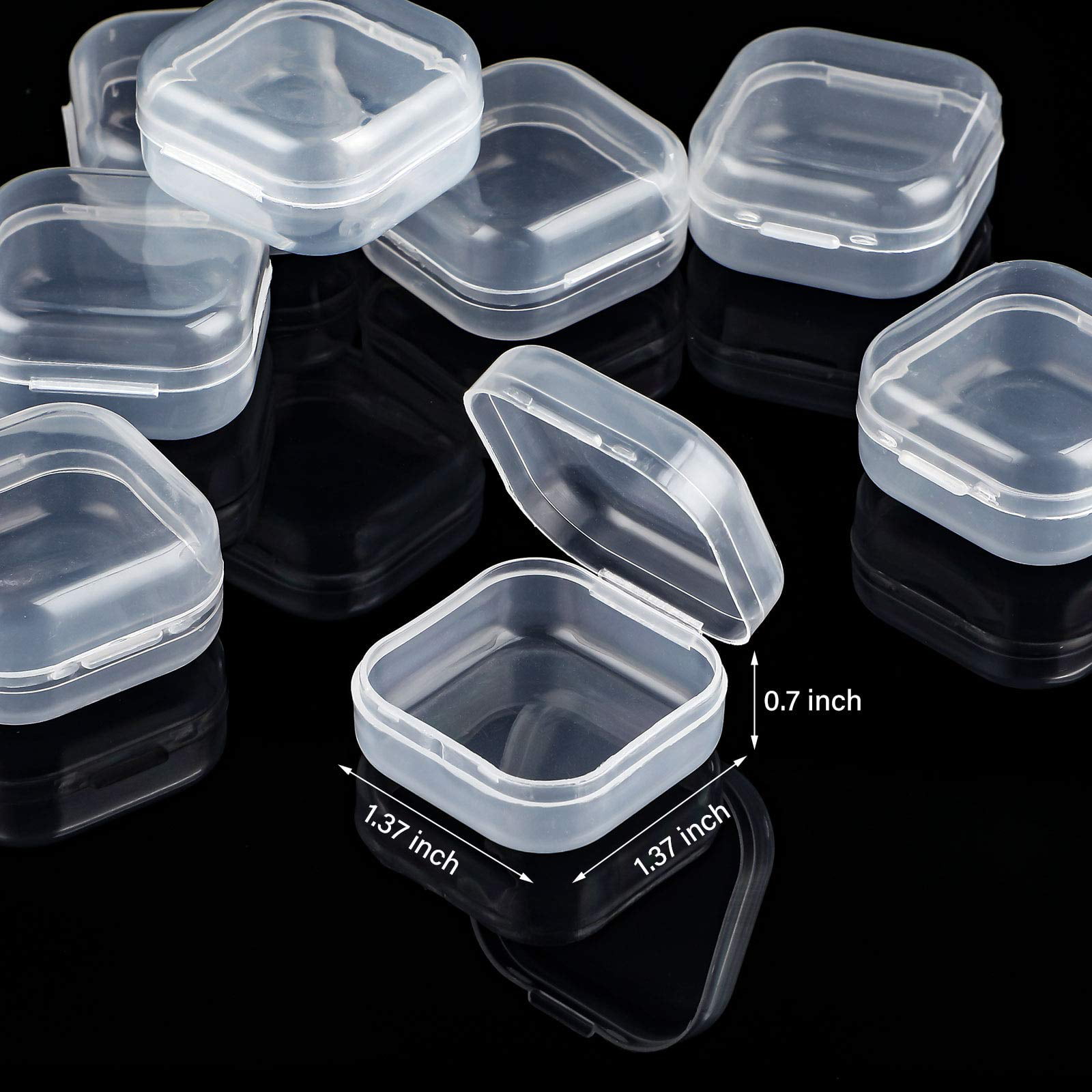 12 Pack Clear Plastic Beads Storage Containers Box with Hinged Lid 