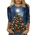 thumbnail image 2 of Aloohaidyvio Christmas Tops,Womens Christmas Printed Round Neck Long Sleeve Top T-Shirt Long Sleeve Round Neck Top Shirt, 2 of 5