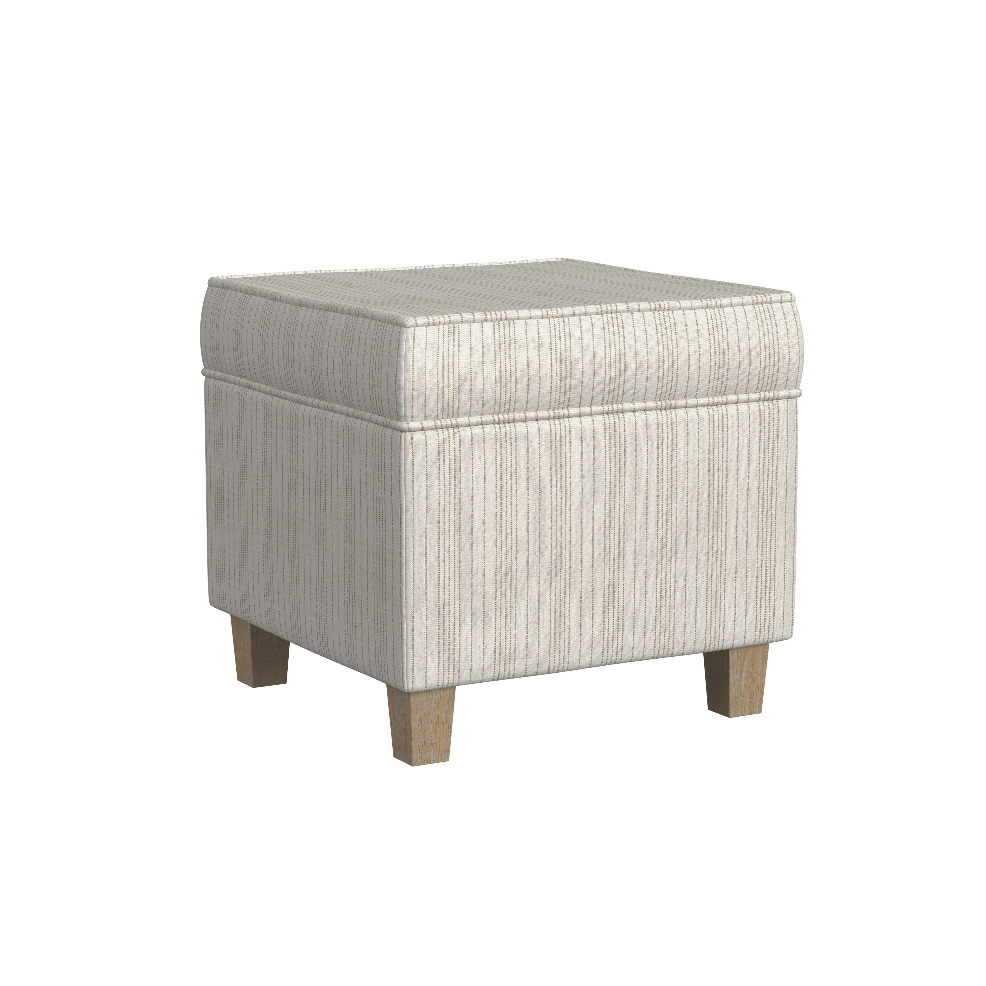 HomePop Square Storage Ottoman, Marigold Pinstripe
