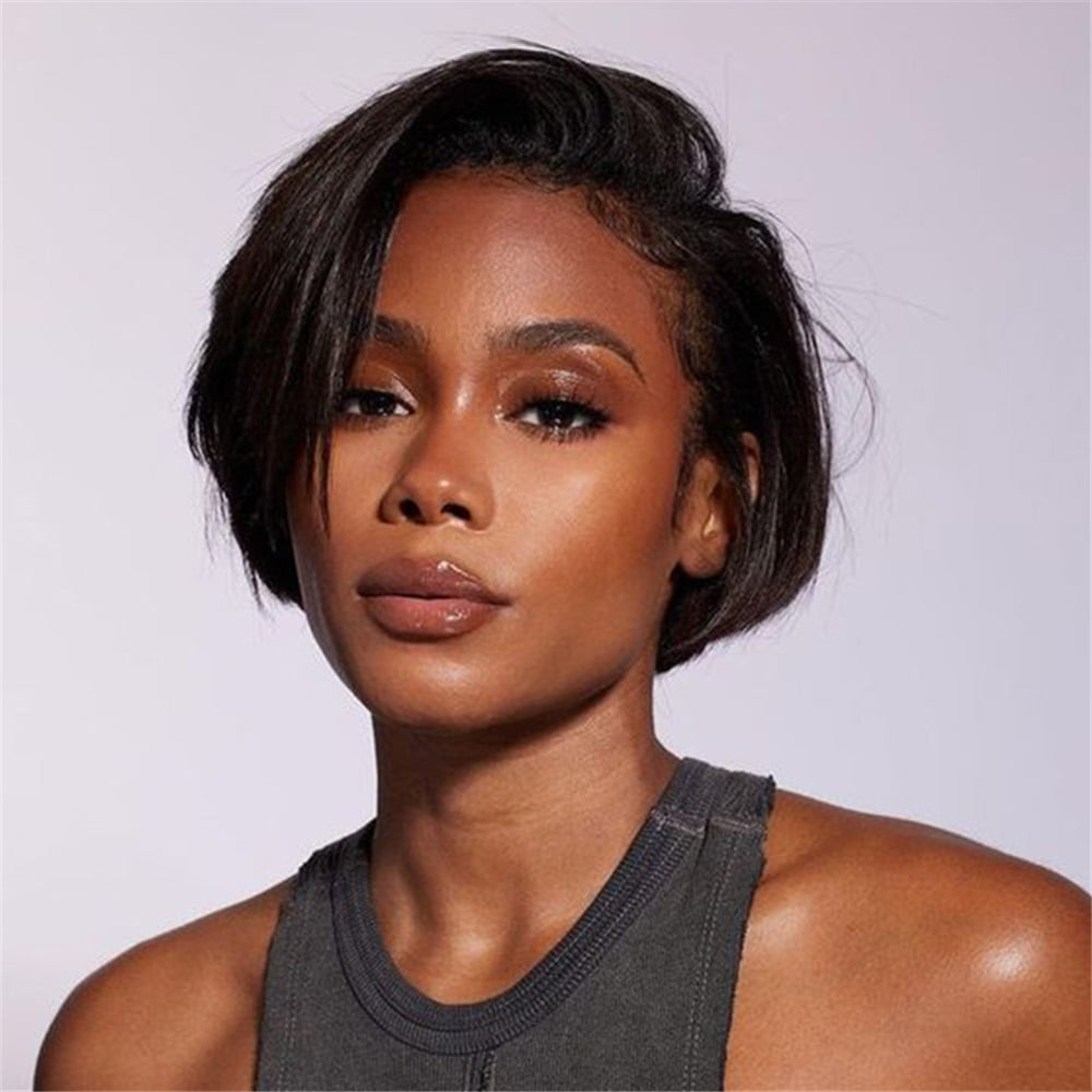 Short Human Hair Wigs Straight Remy Brazilian Transparent Straight Bob Human Hair Wigs for Black Women