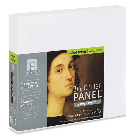 Ampersand Art Artist Panel Smooth Cradled, 1-1/2" Profile, 10" x 10"