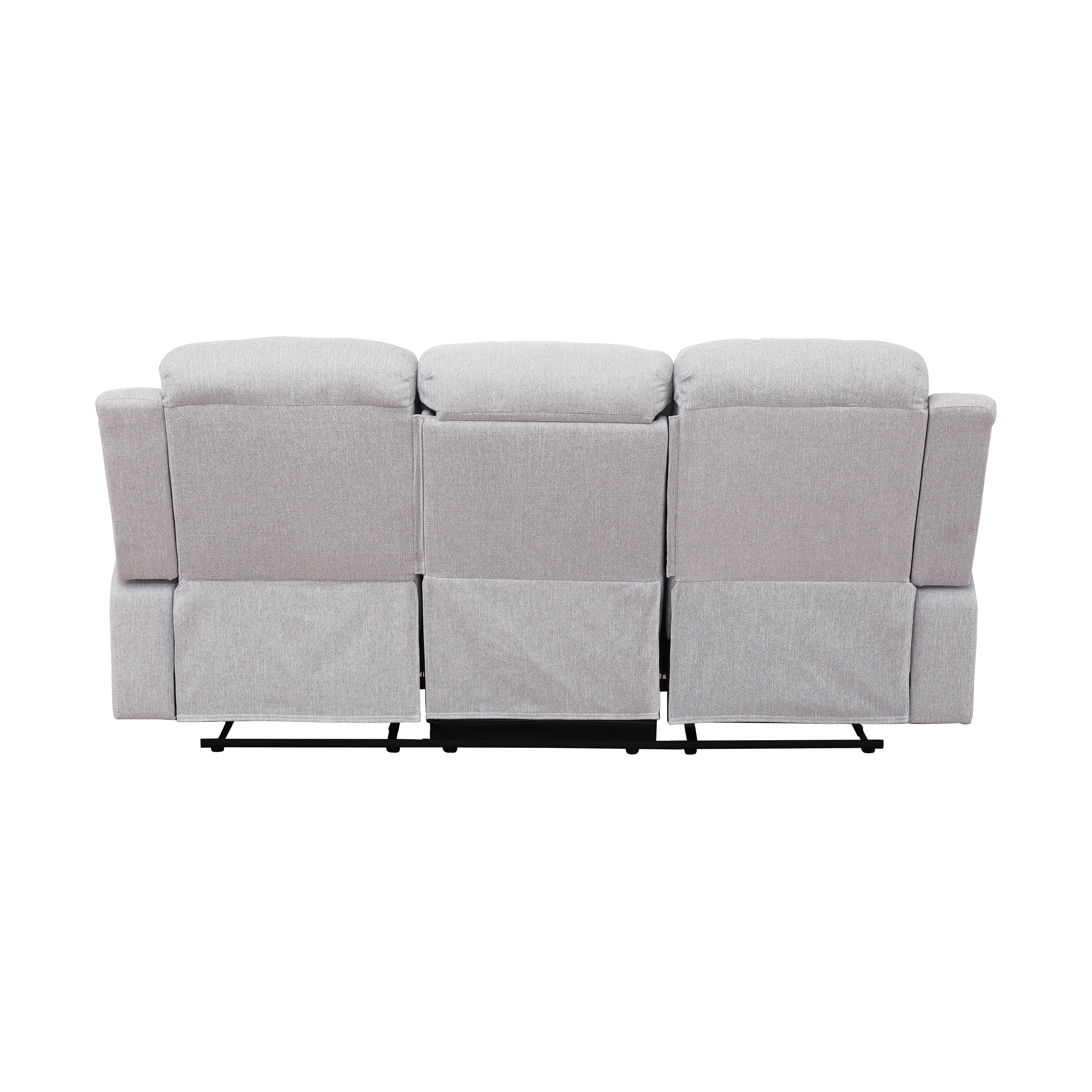 MAYEERTY Reclining Sofa, 3-Seat Wear-Resistant Breathable Fabric Recliner with Reversible Coffee Table for Living Room, Grey