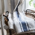 thumbnail image 2 of Cortinas de cocina de rayas azul marino de algodón y lino, cortinas semi opacas, 2 of 5