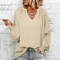 thumbnail image 1 of Pntutb Mujer Moda Color Sólido Cuello En V Cómoda Camiseta Suelta Manga Larga Blusa Casual tops Pntutb Pntutb-4306, 1 of 6