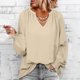 thumbnail image 1 of Puntoco Mujer Moda Color Sólido Cuello En V Cómoda Camiseta Suelta Manga Larga Blusa Casual tops Puntoco Puntoco-4310, 1 of 6