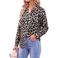 thumbnail image 3 of Fantaslook Womens Button Down Shirts V Neck Long Sleeve Shirt Printed Business Work Blouses Dressy Casual Fall Tops, 3 of 10