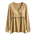 thumbnail image 6 of NominalSnug Tassel Tops for Women Fall Winter Long Sleeve Shirts V Neck Babydoll Loose Fit Blouses, 6 of 6