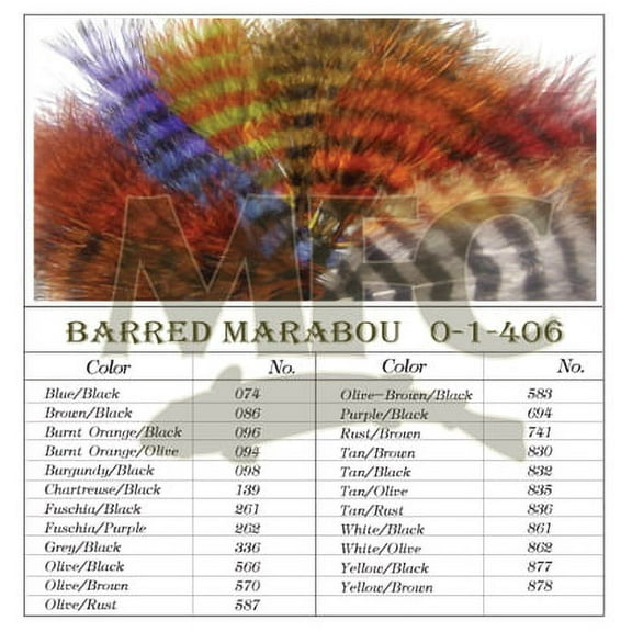 Montana Fly Company Barred Marabou Blood Quill - White/Olive (1/8 oz)