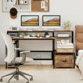 thumbnail image 2 of Gymax 67'' Computer Desk w/ Monitor Stand & File Drawer Power Outlets & USB Ports, 2 of 10