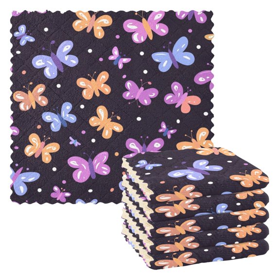 6 Packs Lovely Butterflies Kitchen Dish Towels Soft Absorbent Dish Cloths 11"x11"