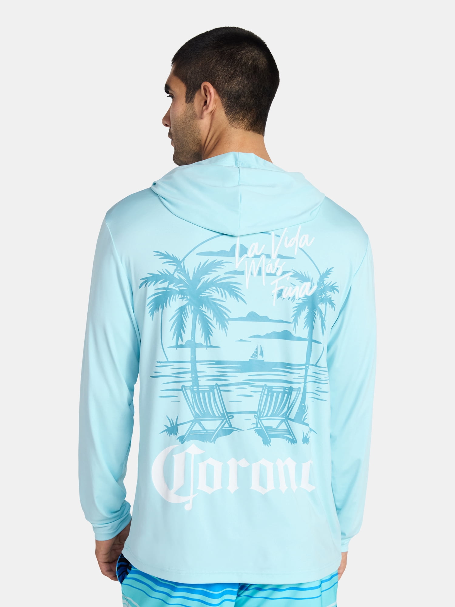 Corona Men’s and Big Men’s Graphic Hooded Sun Shirt with Long Sleeves, Sizes S-3XL