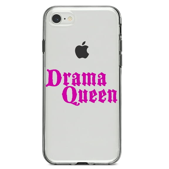 DistinctInk Clear Shockproof Hybrid Case for iPhone 7 8 SE (2020 Model) 4.7" Screen TPU Bumper Acrylic Back Tempered Glass Screen Protector - Drama Queen