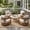 Teak Finish + Cream Off-White Table, variant on Christopher Knight Home 5-Piece Outdoor Chat Set, Swivel Chairs with Cushions and Round Coffee Table, Light White