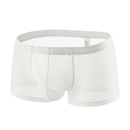 

RPVATI Men Underwear Boxer Brief Hollow Out Brief Solid Low Rise Sexy Mesh Boxer Briefs for Men